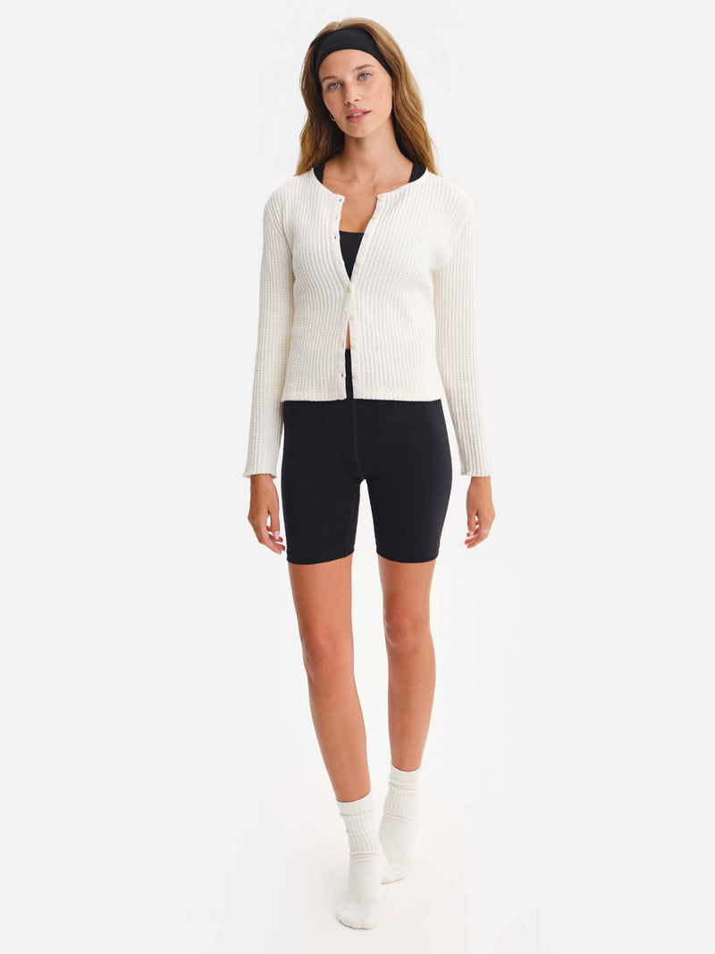 Organic Waffle Crew Cardigan