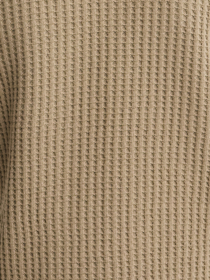 Organic Waffle Crew Cardigan