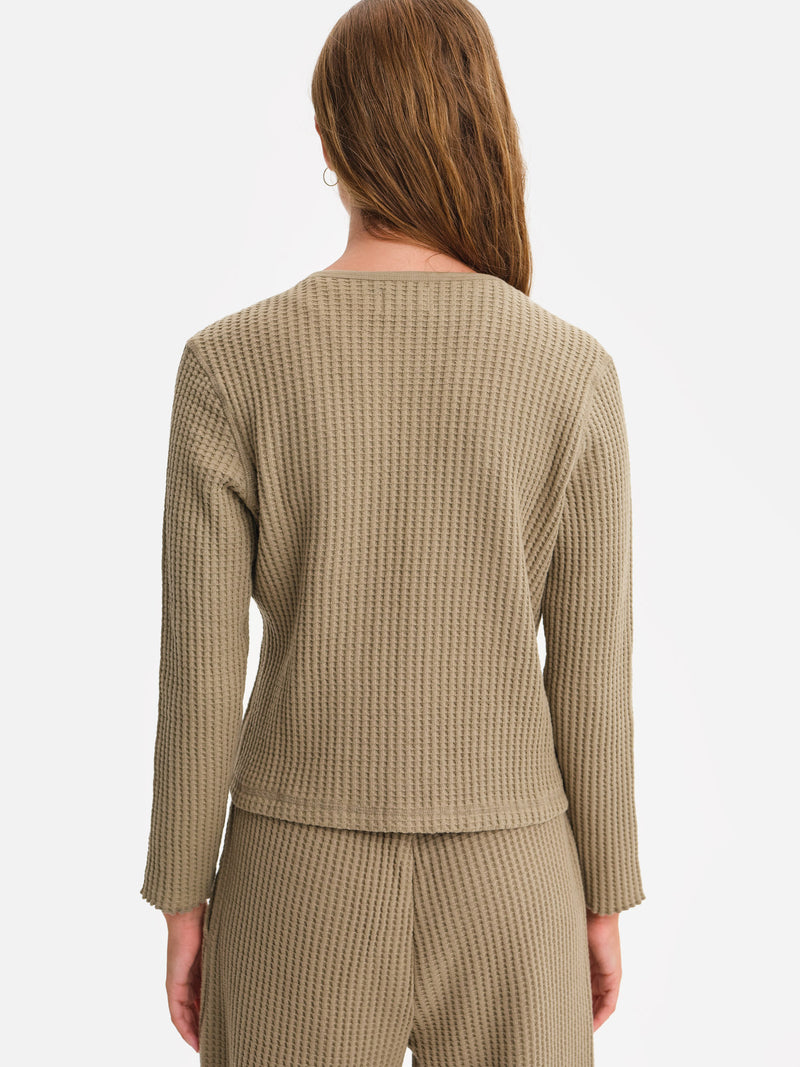 Organic Waffle Crew Cardigan