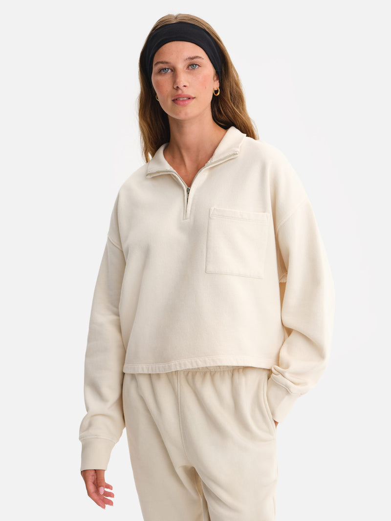 Organic Fleece Cropped Half-Zip Sweatshirt